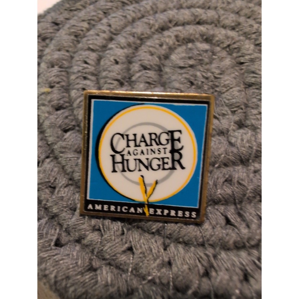 American Express Charge Against Hunger Pin Pinback Credit Card Company AE Metal